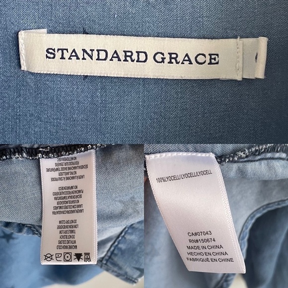 STANDARD GRACE Chambray Button Down Blouse Stars Blue S - Picture 7 of 7